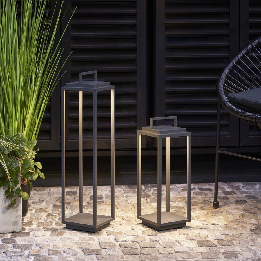 Moree Emily Design LED Akku Garten Terasse Bodenleuchte Tischlampe Anthrazit grau Outdoor Laterne