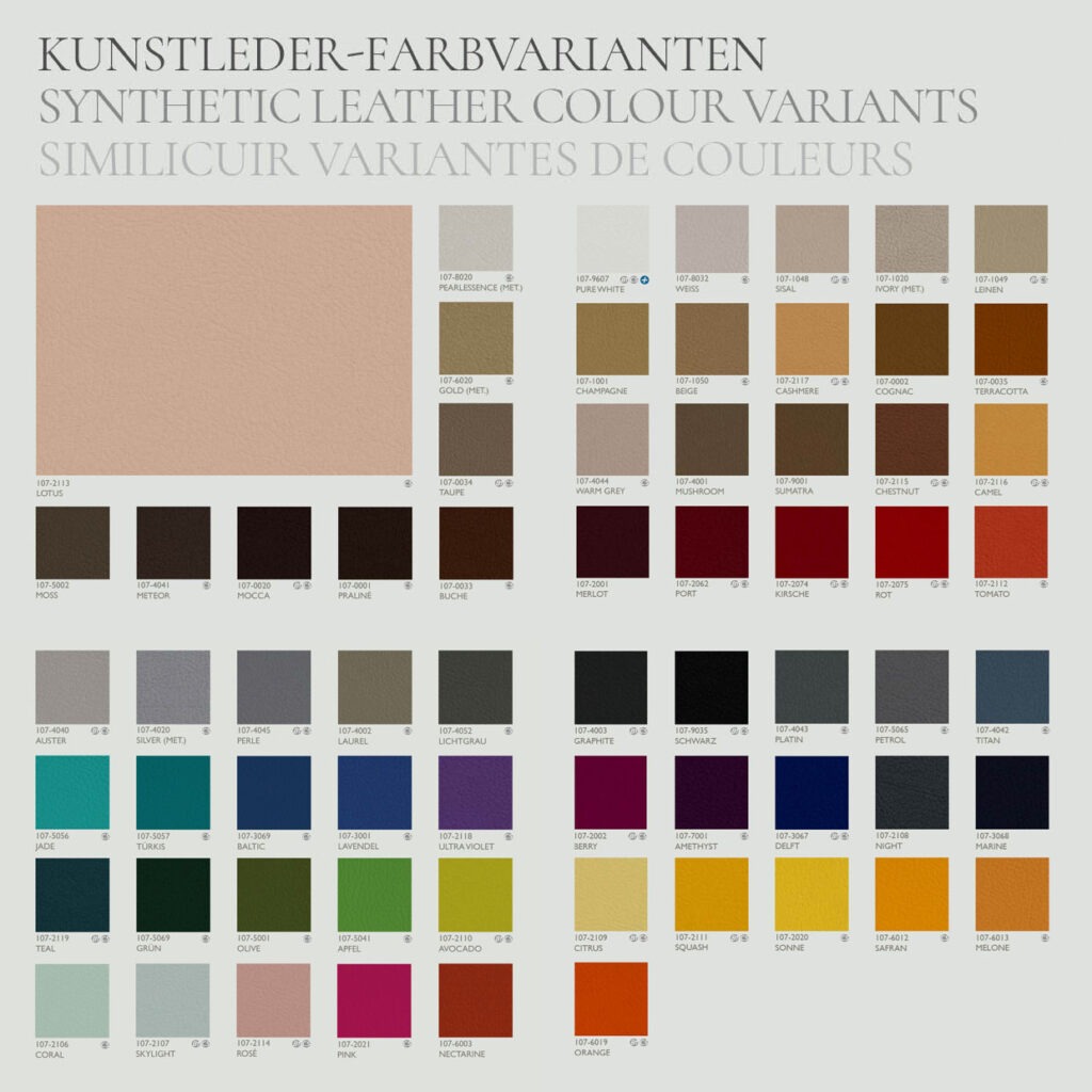 Farbpalette Kunstleder - Palette de couleurs similicuir